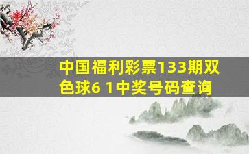 中国福利彩票133期双色球6 1中奖号码查询